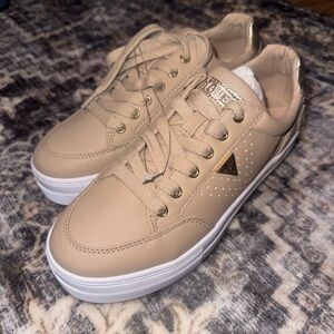 Guess Beige Low-Top Platform Sneakers